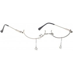 Rimless No Lens Eyeglasses Decor Retro Half Glasses Frame Women Metal Diamond Frame Glasses - Silver Frame - CR199XREMTS $26.86