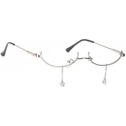 Rimless No Lens Eyeglasses Decor Retro Half Glasses Frame Women Metal Diamond Frame Glasses - Silver Frame - CR199XREMTS $13.25