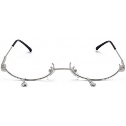 Rimless No Lens Eyeglasses Decor Retro Half Glasses Frame Women Metal Diamond Frame Glasses - Silver Frame - CR199XREMTS $13.25