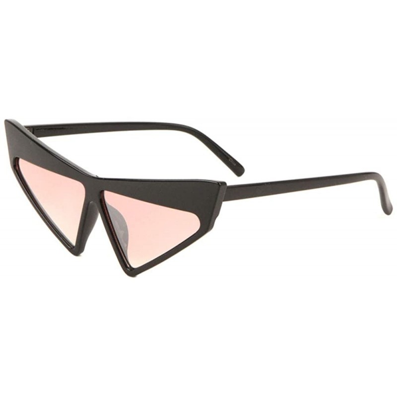 Cat Eye Thick Brow Sharp Cat Eye Triangular Lens Sunglasses - Pink - C0197WT6SXI $11.28