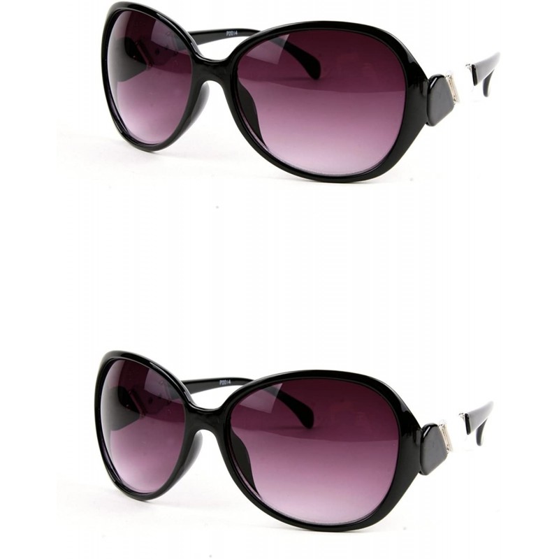 Oversized Women Fashion Design Oversized Sunglasses P2014 - 2 Pcs Black/Gradient Smoke Lens & Black/Gradient Smoke Lens - C21...