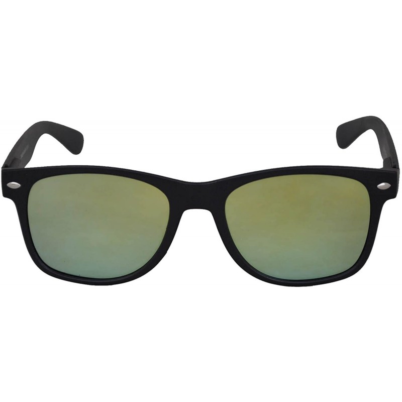 Rimless 1 Pair Flat Colored Mirror Reflective Lens Sunglasses Black Frame Horn Rimmed - Flat-1pair-yellow - C812O05L9Q2 $10.38