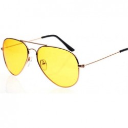 Rectangular Men's Aviation Sunglasses Women Driving Alloy Frame Polit Mirror Sun Glasses - Gold Yellow - CL194OKDSGL $18.23
