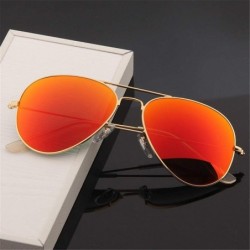 Rectangular Men's Aviation Sunglasses Women Driving Alloy Frame Polit Mirror Sun Glasses - Gold Yellow - CL194OKDSGL $18.23