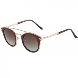 Round Vintage Polarized Sunglasses Round UV Protection for Men Women - Gradient Brown - CO18W8UKOLW $24.56