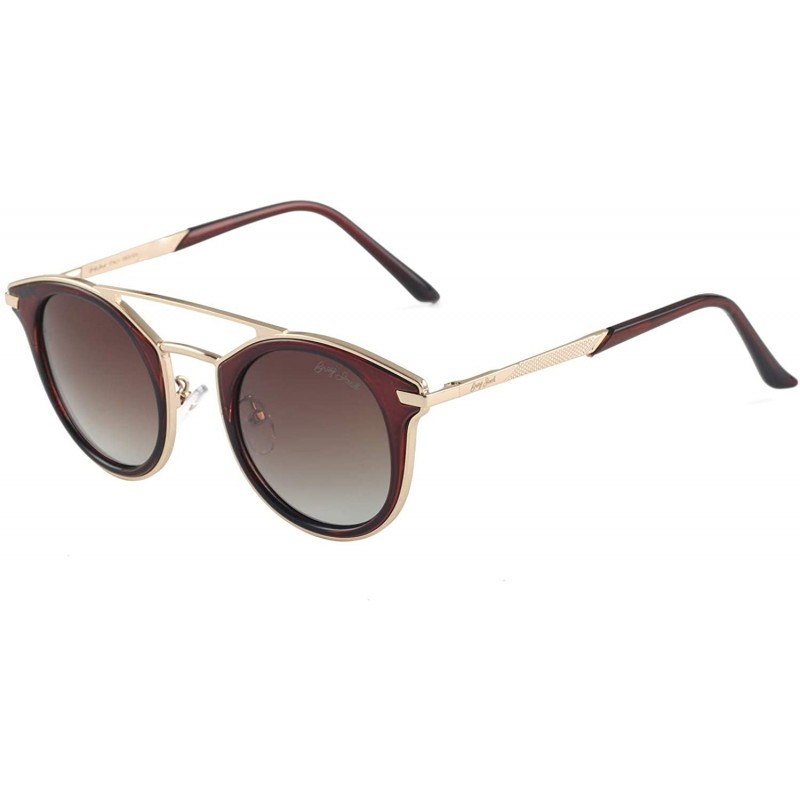 Round Vintage Polarized Sunglasses Round UV Protection for Men Women - Gradient Brown - CO18W8UKOLW $24.56