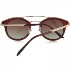 Round Vintage Polarized Sunglasses Round UV Protection for Men Women - Gradient Brown - CO18W8UKOLW $24.56