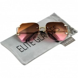 Oversized RIMLESS OVERSIZED CLASSIC VINTAGE RETRO Style EYE GLASSES Pink Purple Brown Clear - Brown Pink - CZ17WUOXQ0T $12.11