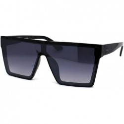 Shield Womens Flat Top Shield Mafia Boyfriend Sunglasses - Black Smoke - CQ196WQLR26 $11.22