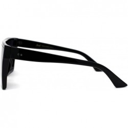 Shield Womens Flat Top Shield Mafia Boyfriend Sunglasses - Black Smoke - CQ196WQLR26 $11.22
