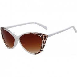 Rectangular Women's STY-K211 Full Frame Leopard Detail Side Cateye Sunglasses - White - CV12G5T346X $21.75