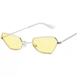 Aviator Retro Small Cat Eye Sunglasses Women Vintage Brand Shades Yellow SilverYellow - Silveryellow - CW18Y3O7ZQ6 $11.99