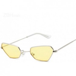 Aviator Retro Small Cat Eye Sunglasses Women Vintage Brand Shades Yellow SilverYellow - Silveryellow - CW18Y3O7ZQ6 $11.99