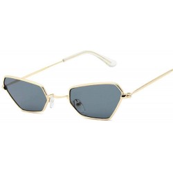 Aviator Retro Small Cat Eye Sunglasses Women Vintage Brand Shades Yellow SilverYellow - Silveryellow - CW18Y3O7ZQ6 $11.99