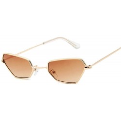 Aviator Retro Small Cat Eye Sunglasses Women Vintage Brand Shades Yellow SilverYellow - Silveryellow - CW18Y3O7ZQ6 $11.99