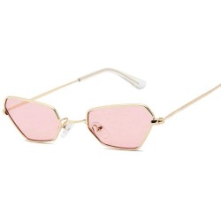 Aviator Retro Small Cat Eye Sunglasses Women Vintage Brand Shades Yellow SilverYellow - Silveryellow - CW18Y3O7ZQ6 $11.99