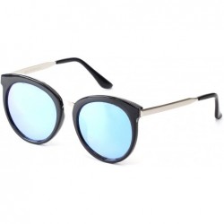Goggle Women Retro Classic Mirrored Round Cat Eye Fashion Sunglasses - Blue - C718WTI7MCR $22.34