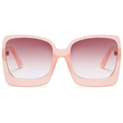 Square Big Frame Square Sunglasses Men Women Fashion Shades UV400 Vintage C1 Red - C2 Pink - C118YZWI2R5 $9.57
