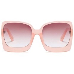 Square Big Frame Square Sunglasses Men Women Fashion Shades UV400 Vintage C1 Red - C2 Pink - C118YZWI2R5 $9.57