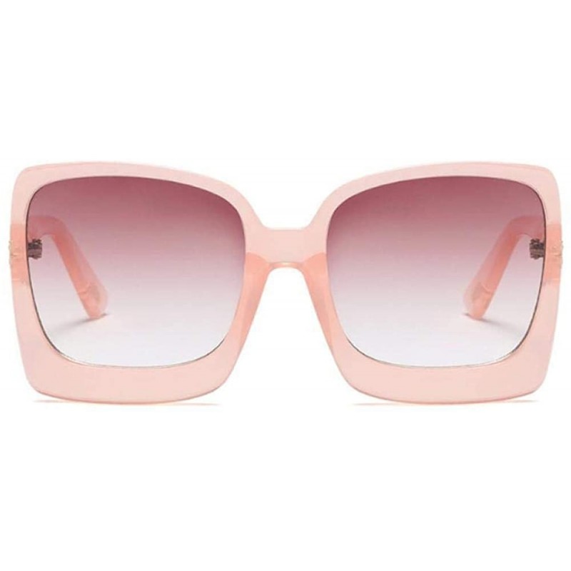 Square Big Frame Square Sunglasses Men Women Fashion Shades UV400 Vintage C1 Red - C2 Pink - C118YZWI2R5 $9.57