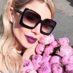 Square Big Frame Square Sunglasses Men Women Fashion Shades UV400 Vintage C1 Red - C2 Pink - C118YZWI2R5 $9.57