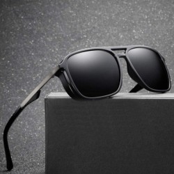 Square TR90 Frame Sunglasses Polarized Men Windproof Driving Sun Glasses for Men Square - Black - C318K6HDDYT $13.01