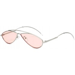 Cat Eye Women Retro Cat Eye Style Small Frame Suncreen Sunglasses - Silver Frame Pink Lens - CD18WU2KH8T $11.75