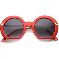 Round Women's High Fashion Flat Bottom Oversize Round Sunglasses 50mm - Red / Lavender - CJ12I21RKYJ $20.63