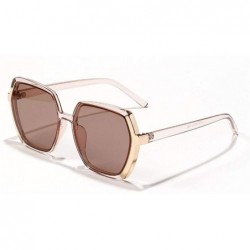 Oversized Polygon Square Oversized Sunglasses for Women Featured Frame Eyewear UV400 - C1 Black - CE1902OG43A $12.09