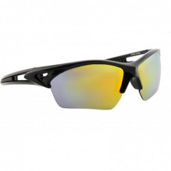Goggle Unisex Sunglasses Sports Multi-Color Mirror Lens Fishing Cycling - Black Frame/ Mirror Orange - Yellow Lens - C218IZH7...