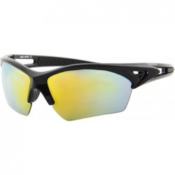 Goggle Unisex Sunglasses Sports Multi-Color Mirror Lens Fishing Cycling - Black Frame/ Mirror Orange - Yellow Lens - C218IZH7...