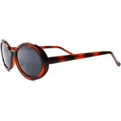 Oval Classic Vintage Fashion Mirrored Lens Round Oval Sunglasses - Brown & Black - CM18937UE6H $25.51