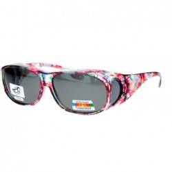 Oval Polarized Sunglasses Fit Over Glasses Oval Rectangular OTG Anti-Glare - Floral - C01884DYHW7 $12.83