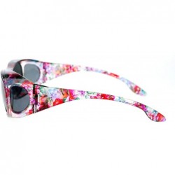 Oval Polarized Sunglasses Fit Over Glasses Oval Rectangular OTG Anti-Glare - Floral - C01884DYHW7 $12.83
