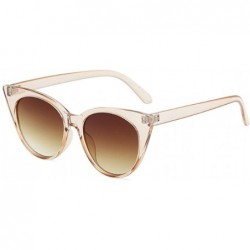 Oval Unisex Vintage Translucent Tint Cat Eye Plastic Lenses Sunglasses - A1brown - CU18NOACA2X $19.13