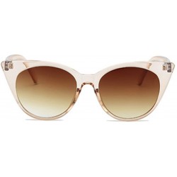 Oval Unisex Vintage Translucent Tint Cat Eye Plastic Lenses Sunglasses - A1brown - CU18NOACA2X $8.93