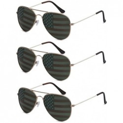Goggle USA American Flag Classic Aviator Patriot Sunglasses GOLD (3 PAIRS) - CL18579QS3N $27.10