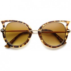 Oversized Women's Metal Temple Cutout Oversize Exaggerated Cat Eye Sunglasses 49mm - Brown-tortoise / Amber - C712IGK2QUJ $19.84