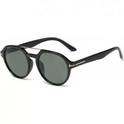 Goggle Vintage Round Aviator Sunglasses for Men Women Double Bridge Frame UV400 Protection S1000A - Black - CZ18ZXSMSCG $26.87