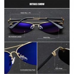 Aviator Polarized Aviator Sunglasses for Men Driving Fishing UV Protection - Silver Blue - CN18YGQ9283 $17.04