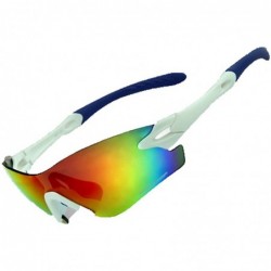 Sport Polarized Sunglasses Interchangeable Cycling Baseball - Blue and White - CR184KETCK2 $50.10