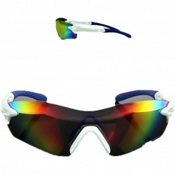 Sport Polarized Sunglasses Interchangeable Cycling Baseball - Blue and White - CR184KETCK2 $50.10