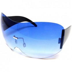 Goggle Alps Rimless Oversized Mono One Piece Shield Sunglasses - Black - CV188TL6C4O $10.90