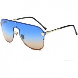 Oversized V Oversize Shield Women Sunglasses E 2180 Big Frame Gradient Lens - Blue Tea - CD18CLU7KIS $13.27