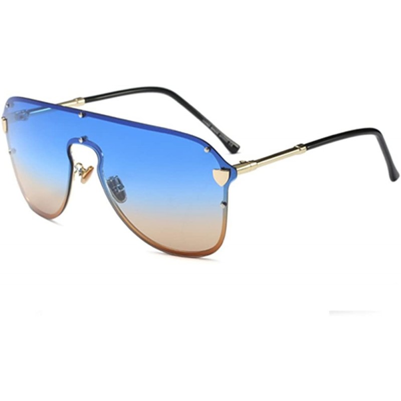 Oversized V Oversize Shield Women Sunglasses E 2180 Big Frame Gradient Lens - Blue Tea - CD18CLU7KIS $13.27