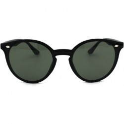 Shield Womens In Set Shield Lens Keyhole Retro Round Horn Rim Sunglasses - Matte Black Green - C118UWM9TYK $11.54