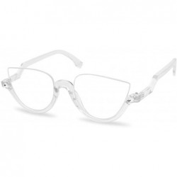 Goggle Vintage Half Frame Rhinestone Studded MOD CatEye Clear Sun Glasses - Transparent - CD186EYICTE $9.28
