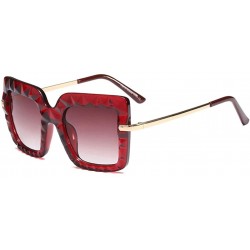 Square Women Square Oversize Sunglasses Fashion Half Metal Sun Glasses Female Trending - Red - CD18O3SQX7Q $13.33