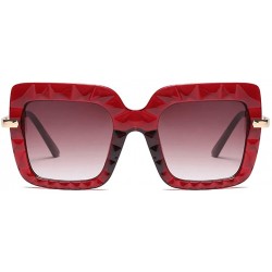 Square Women Square Oversize Sunglasses Fashion Half Metal Sun Glasses Female Trending - Red - CD18O3SQX7Q $13.33