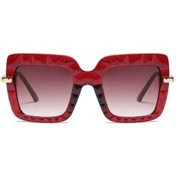 Square Women Square Oversize Sunglasses Fashion Half Metal Sun Glasses Female Trending - Red - CD18O3SQX7Q $13.33